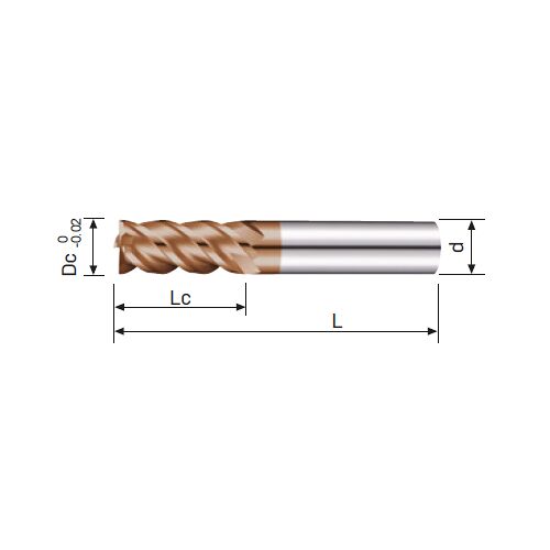 Fréza tvrdokovová HPC 4-břitá 4,00x11x50 stopka 4,0, AlTiSiN, 62HRc