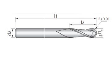 Fréza tvrdokovová 2-břitá kulová 12x22x75 Duramill, 56HRc (1)