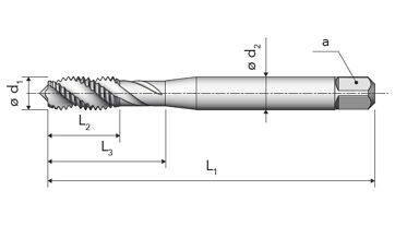 Závitník strojní ve šroubovici DIN 371/40° M4 6HX HSSE/TiX2, A170 TiX2 (1)