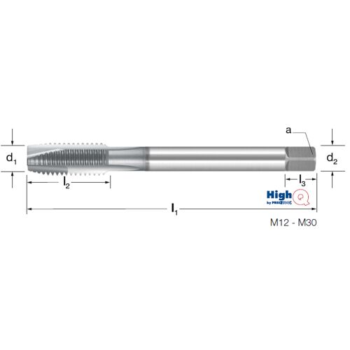 Závitník strojní HighQ DIN 376/B, 137600 M16 6H HSS-Co-PM/TiCN