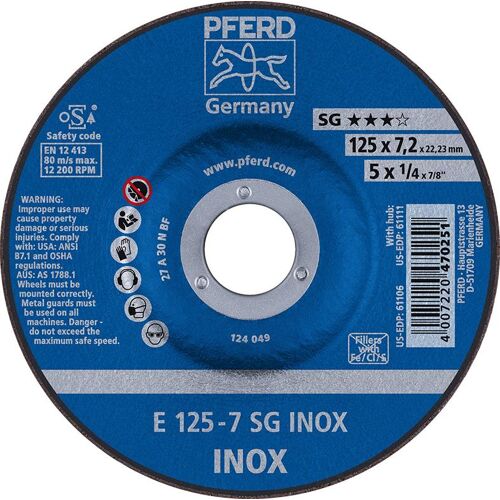 Hrubovací kotouč, prohnutý pro V2A A30NSG 230x8,3mm PFERD E230-8 A30NSG -INOX