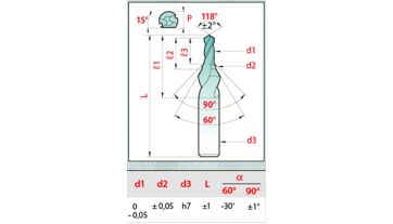 Vrták středicí 60° DIN 332/2-DA M10 8,5/10,5 HSS-E s ploškou, řada 0280, Magafor (1)