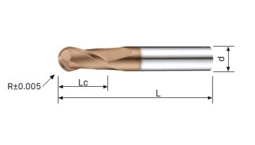 Fréza tvrdokovová kulová 2-břitá R8,0 16,00x30x100 AlTiSiN, 62HRc Fréza tvrdokovová kulová 2-břitá R8,0 16,00x30x100 AlTiSiN, 62HRc