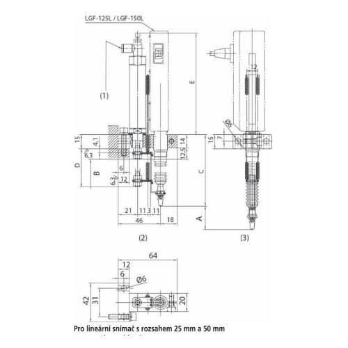 Pneumatický pohon pro lineární snímače, 0-25 mm (MITU-02ADE250)