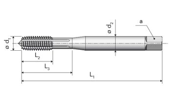 Závitník tvářecí s mazací drážkou DIN 2174/C M6 6GX HSSE/TiN, A80 N 6GX TIN (1)
