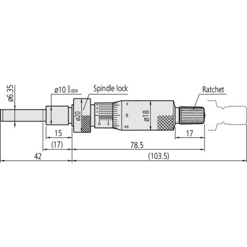 Mikrometrická vestavná hlavice s aretací vřetene, rozsah měření 0-1´´ (MITU-150-215)