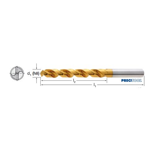Vrták s válcovou stopkou DIN 338 typ N, 100100 8,00 HSS-Co/TiN