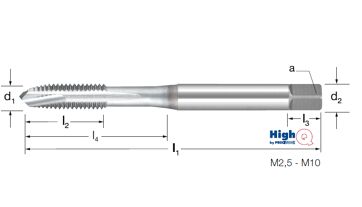 Závitník strojní HighQ DIN 371/B, 137600 M10 6H HSS-Co-PM/TiCN