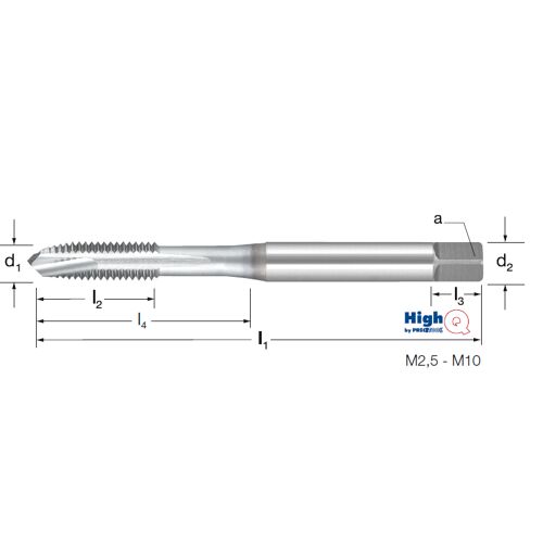 Závitník strojní HighQ DIN 371/B, 137600 M3 6H HSS-Co-PM/TiCN