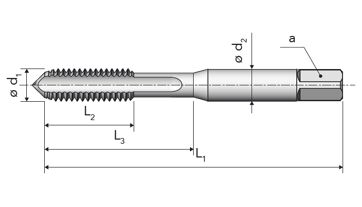 Závitník ruční sadový levý DIN 352/D II. M3 HSS A1 LH SECOND (1)
