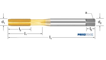 Závitník tvářecí s mazacími drážkami DIN 2174, 132673 M6 6GX HSS-Co/TiN