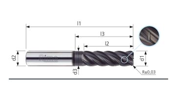 Fréza tvrdokovová toroidní 5-břitá 6,00x20x65mm R0,2 (1)
