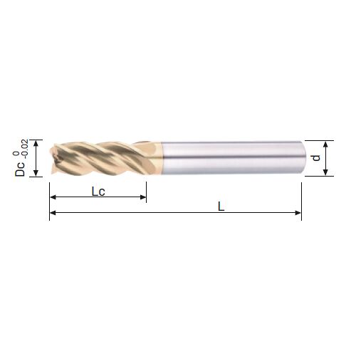 Fréza tvrdokovová 4-břitá 16,00x40x100 AlTiXZrN, 48HRc