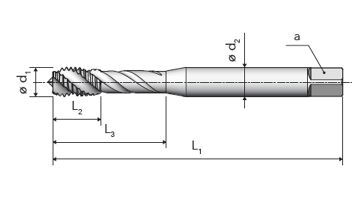 Závitník strojní ve šroubovici DIN 371/45° M10 6HX HSS-E-PM/TiH1,BP70 TiH1,vnitřní chl. (1)