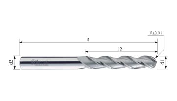 Fréza tvrdokovová kulová 3-břitá 5,00x40x80mm TiCN (1)