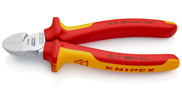 Kleště boční štípací 160 mm, izolované 1000 V, Knipex 7026160 Kleště boční štípací 160 mm, izolované 1000 V, Knipex 7026160