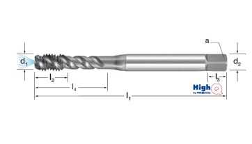 Závitník strojní HighQ DIN 376/C, 50°, 132264 M12 6HX HSS-Co-PM/Hardlube, vnitřní chlazení