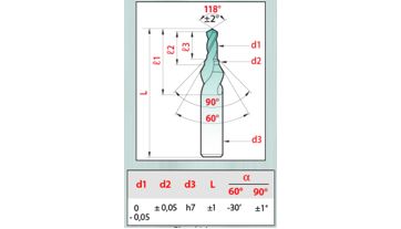 Vrták středicí 60° DIN 332/2-DA M4 3,3/4,3 HSS-E, řada 0285, Magafor (1)
