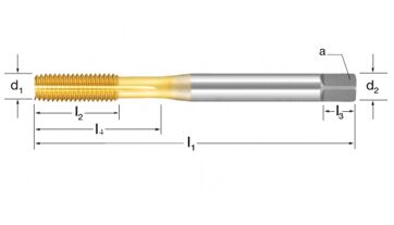 Závitník tvářecí s mazacími drážkami DIN 2174, 132671 M2 6HX HSS-Co/TiN Závitník tvářecí s mazacími drážkami DIN 2174, 132671 M2 6HX HSS-Co/TiN