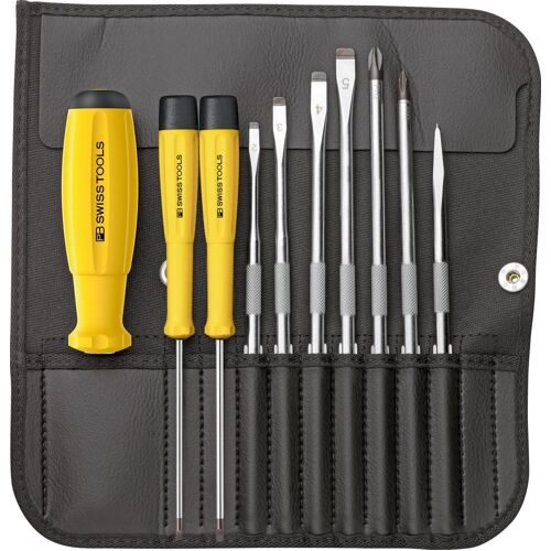 Sada šroubováků ESD s výměnnými čepelemi 10 ks v rolovací tašce PB Swiss Tools PB 8215.ESD