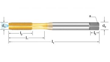 Závitník tvářecí s mazacími drážkami DIN 2174, 132672 M8 6HX HSS-Co/TiN, vnitřní chlazení Závitník tvářecí s mazacími drážkami DIN 2174, 132672 M8 6HX HSS-Co/TiN, vnitřní chlazení