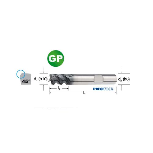 Fréza hrubovací 4-břitá krátká s fazetou, typ HR, GP, VHM/Alcrona 177408 20,00mm