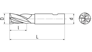 Fréza válcová čelní 14x26x83, Z3, DIN 844K, HSSCo8 ,N (1)