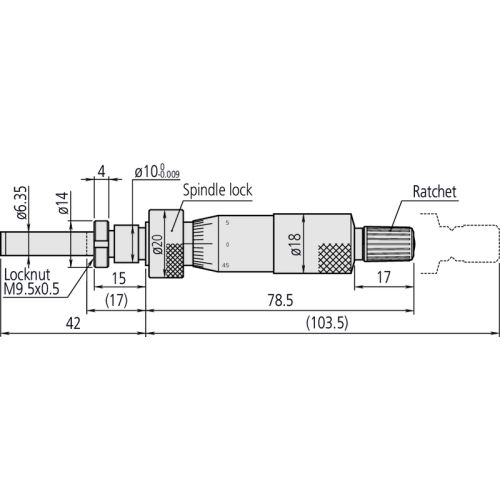 Mikrometrická vestavná hlavice s aretací vřetene, rozsah měření 0-1´´ (MITU-150-214)