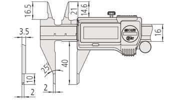 Posuvné měřítko digitální 0-150 mm, špičaté čelisti, výstup dat, IP67, (MITU-573-626-20) (4)