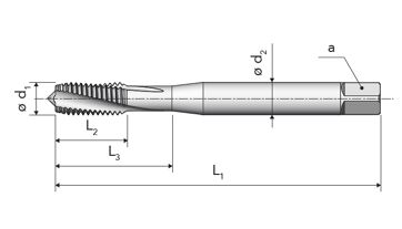 Závitník strojní ve šroubovici DIN 371/15° M8 ISO2/6H HSSE/vaporizovaný, A29 VAP (1)