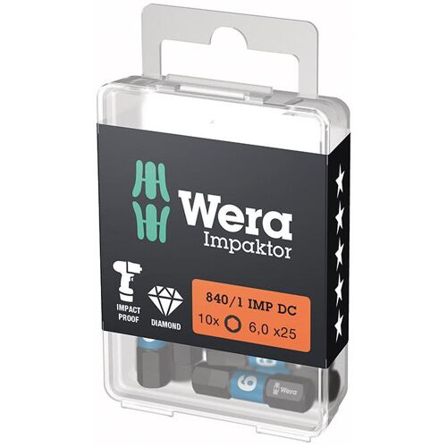 Bit Impaktor 1/4" DIN 3126 C6,3 vnitřní šestihran 6 x 25 mm balení 10 ks Wera 157606