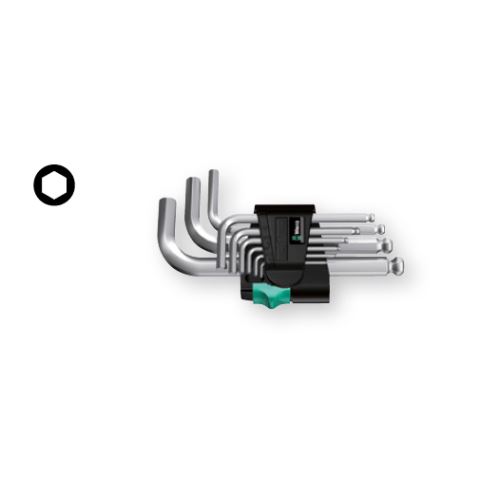 Sada zástrčných klíčů imbus, chromovaná, s kuličkou, 9-dílná, WERA, 133163