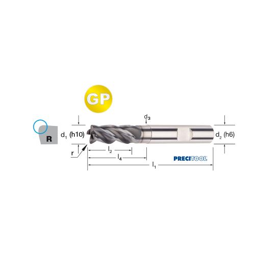 Fréza tvrdokovová torusová GP 4-břitá dlouhá, stopka HB, 179069 20,00x3,0 VHM/ALNOVA, Inox