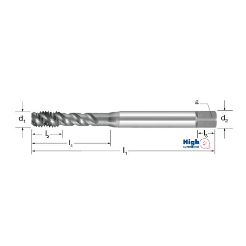Závitník strojní HighQ DIN 376/E, šroubovice 50°, 132262 M16 6HX HSS-Co-PM/Hardlube