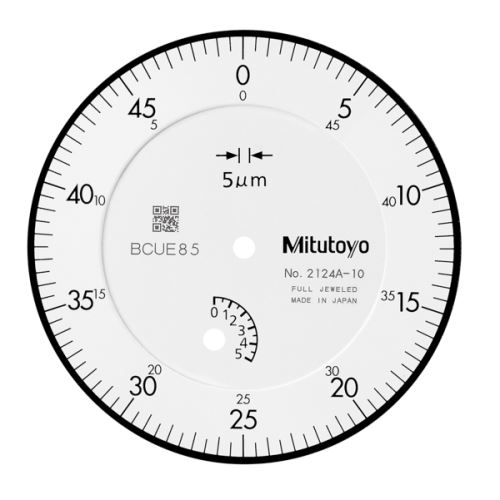 Úchylkoměr číselníkový analogový 5/0,005mm, ISO (MITU-2124AB-10)
