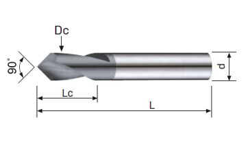 NC navrtávák tvrdokovový 90° 10,00x25x75 AlTiXN, 48HRc