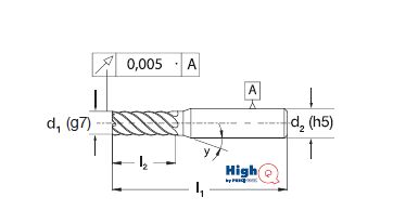 Fréza tvrdokovová 6-břitá HighQ, stopka HA, 175600 10,00x25x70 VHM/TiAlN, 90°, 62 HRC (1)