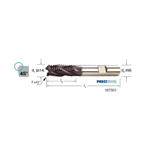 Fréza válcová čelní, 1 břit přes střed, DIN 844 NR, 167501 10,00 HSS-Co/TiAlN