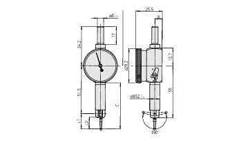 Úchylkoměr číselníkový páčkový 1/0,01/4/8mm, malý, přepínací páčka (MITU-513-515-10T) (5)