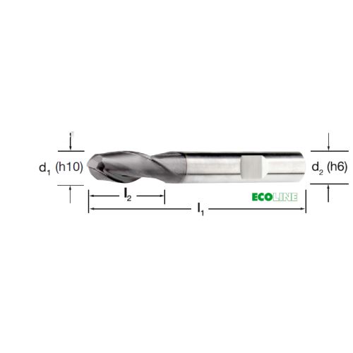 Fréza tvrdokovová rádiusová 2-břitá, stopka HB, 178230 12,00x22x83 VHM/TiAlN