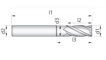 Fréza tvrdokovová 4-břitá 18x34x92 Duramill, 56HRc, 45°, HPC, odlehčení (1)