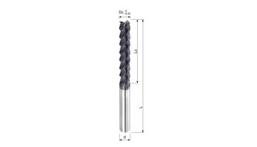 Fréza tvrdokovová 4-břitá dlouhá 5,00x30x80 AlTiXN, 48HRc (1)